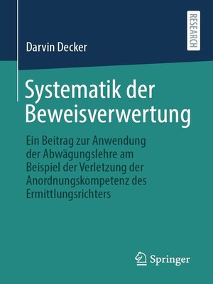 cover image of Systematik der Beweisverwertung